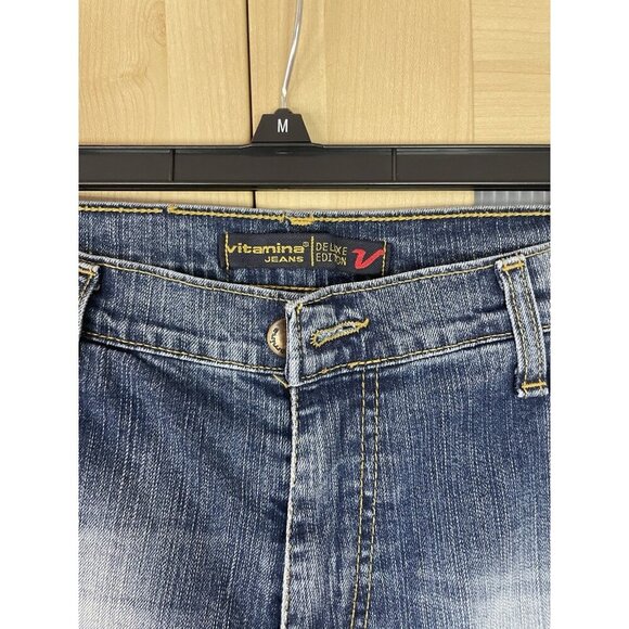 Vitamina Jeans Women's Italy Sz 10 32x26 Straight Cropped Stretch Denim Western - Picture 2 of 7